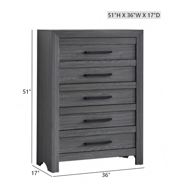 English Elm Rustica Contemporary Gray Laminated Chest with Sculptural Facade and Dovetail Drawers B078P473031