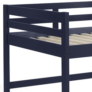 English Elm Lara Twin Loft Bed in Navy Blue Solid Pine with 13 Slat System, Guardrail & Reversible Ladder B2726P277884