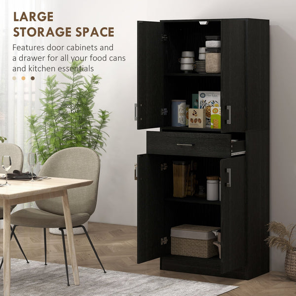 English Elm Homcom 71" Tall Kitchen Pantry Cabinet With Adjustable Shelves, Drawer & Stylish Distressed Finish W2225P249919