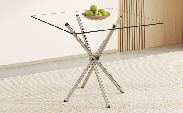 English Elm Only Square Tempered Glass Table Top Heat Resistant Clear Surface for Dining W1151P209992