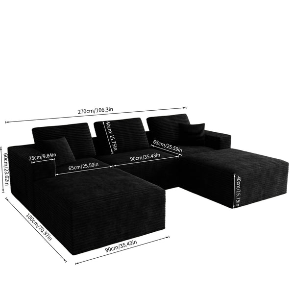 English Elm 106.30*70.87"modular Five Piece Corduroy Sectional Sofa No Assembly Plush Living Room W3819S00137