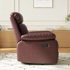English Elm Small Rocker Swivel Recliner Chair with 360° Swivel, 30° Rocking and Adjustable 90–150° Recline Comfortability Brown T3623P380479