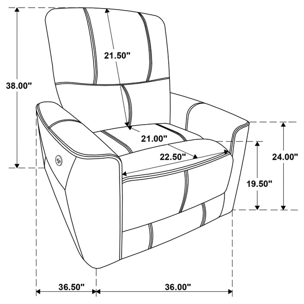 English Elm Dove Grey Leatherette Power Recliner with Usb Port and Channel Tufted Back B062P472600