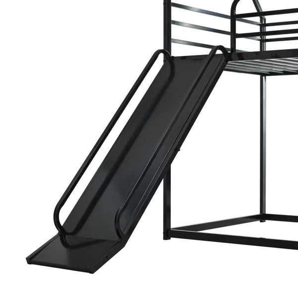 English Elm Twin Metal Tube Bunk Bed Frame for Kids Durable Sturdy Construction Safe Space-Saving Design Black W420P256561