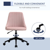 English Elm Vinsetto Mid-Back Office Chair, Velvet Fabric Swivel Scallop Shape Computer Desk Chair For Home Office Or Bedroom, Pink