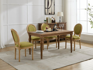English Elm A&A French Style Dining Chairs Set Of 2 - Olive Green Linen Upholstery With Solid Wood Frame Elegance W1143P323333