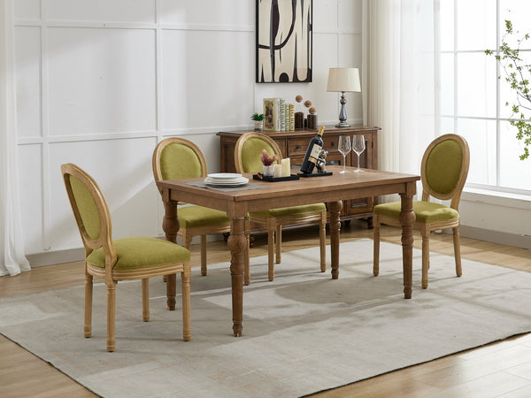 English Elm A&A French Style Dining Chairs Set Of 2 - Olive Green Linen Upholstery With Solid Wood Frame Elegance W1143P323333