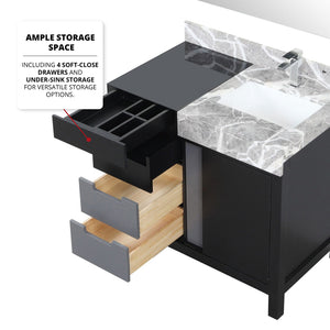 English Elm Black Contemporary Bathroom Vanity Set With Castle Grey Marble Top, Chrome Faucet & 30" Mirror B2731S01350
