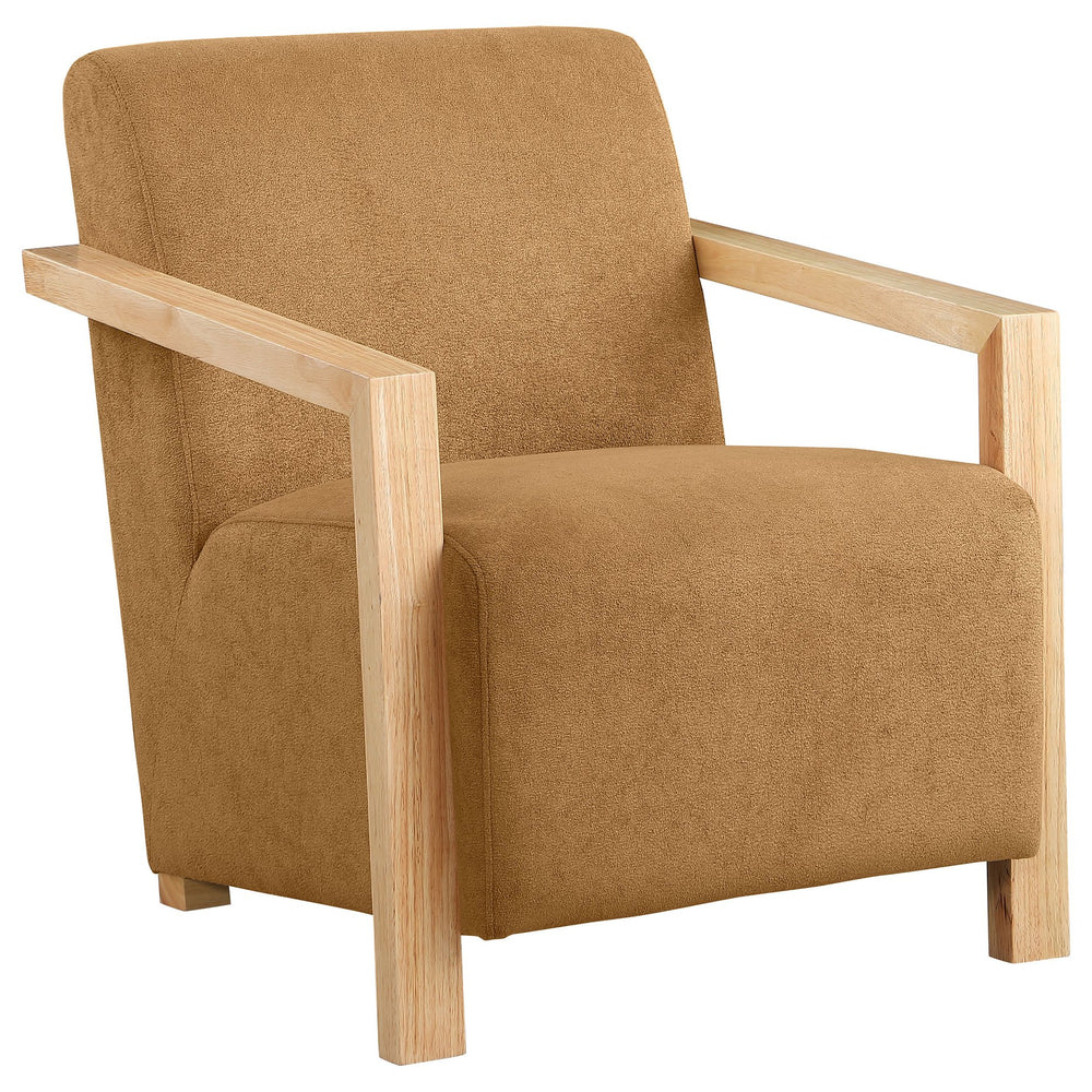 English Elm Landis Grey Fabric Accent Chair with Natural Wood Arms for Modern Living Spaces B062P441109