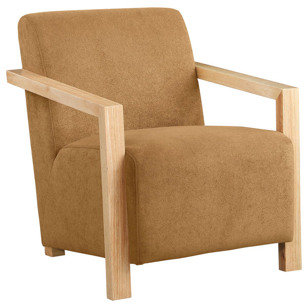 English Elm Landis Grey Fabric Accent Chair with Natural Wood Arms for Modern Living Spaces B062P441109