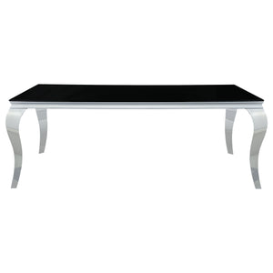 English Elm Black Tempered Glass Dining Set with Velvet Chairs and Sculptural Steel Legs B062S01827