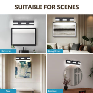 English Elm LED Contemporary 3-Light Matt Black Bathroom Vanity Light Fixture Over Mirror Dimmable 6000K PMID W2312P374894