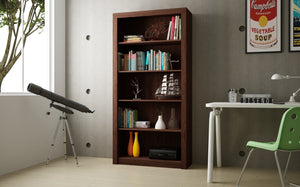 English Elm Olinda Modern 5-Shelf Tall Bookcase — Contemporary Open Shelving for Living Room, Office Storage Walnut Brown B365P398313