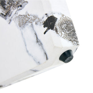 English Elm Round glass coffee table with 33.4" tempered top, white patterned MDF legs, sturdy 130lb capacity modern centerpiece W1512P395025