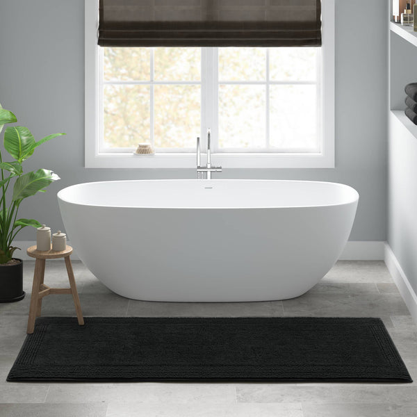English Elm 1 Heavyweight Cotton Tufted Bath Rug Reversible Spa Grade Absorbent Floor Mat Black B035P319569