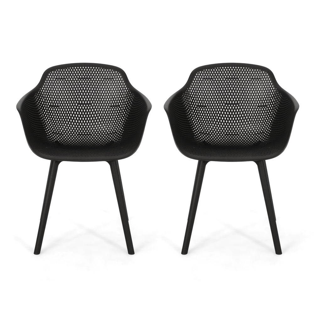 English Elm Lotus Outdoor Dining Chairs Set of 2 with Diamond Perforated Weather Resistant Design N776P417868B