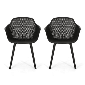 English Elm Lotus Outdoor Dining Chairs Set of 2 with Diamond Perforated Weather Resistant Design N776P417868B