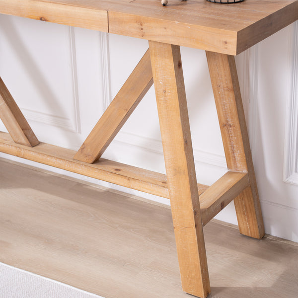 English Elm Farmhouse A-frame Console Table Engineered Wood Entryway Accent with Open Base W2729P414723