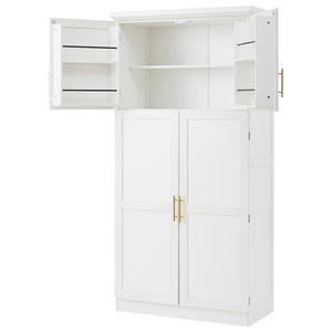 English Elm [assembly Included] Topmax Shaker Pantry Cabinet Tall Mdf Kitchen Storage with Pull-out Trays White SP000099AAK
