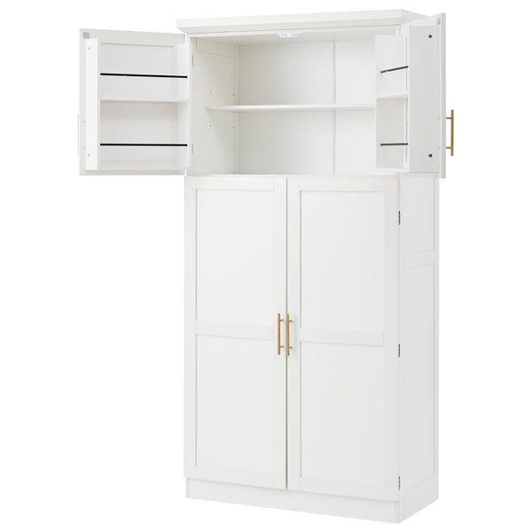English Elm [assembly Included] Topmax Shaker Pantry Cabinet Tall Mdf Kitchen Storage with Pull-out Trays White SP000099AAK