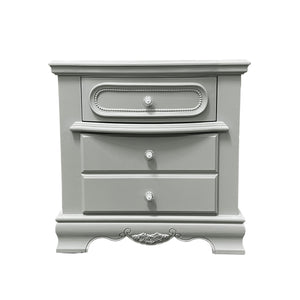 English Elm Grey 3-Drawer Nightstand with Quiet Wooden Glides, Dovetail Construction, Durable Poplar-MDF Finish B062P209009