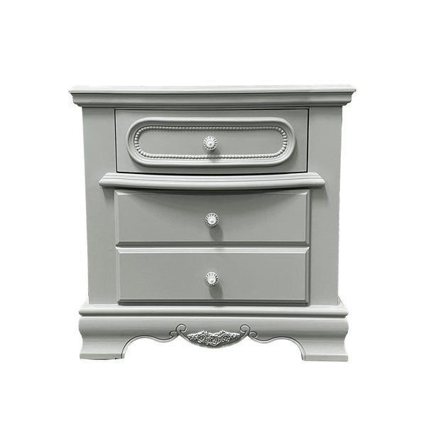 English Elm Grey 3-Drawer Nightstand with Quiet Wooden Glides, Dovetail Construction, Durable Poplar-MDF Finish B062P209009