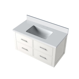 English Elm White Single Bath Vanity With Soft-Close Hardware & Durable Quartz Top - Elegant, Ready-To-Install Design B2731P257980-GIGA