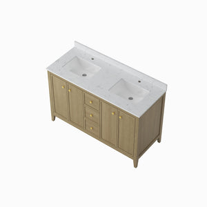 English Elm 24" Freestanding Bathroom Vanity with Countertop Soft Close Storage Melamine Cabinet T3785P442257