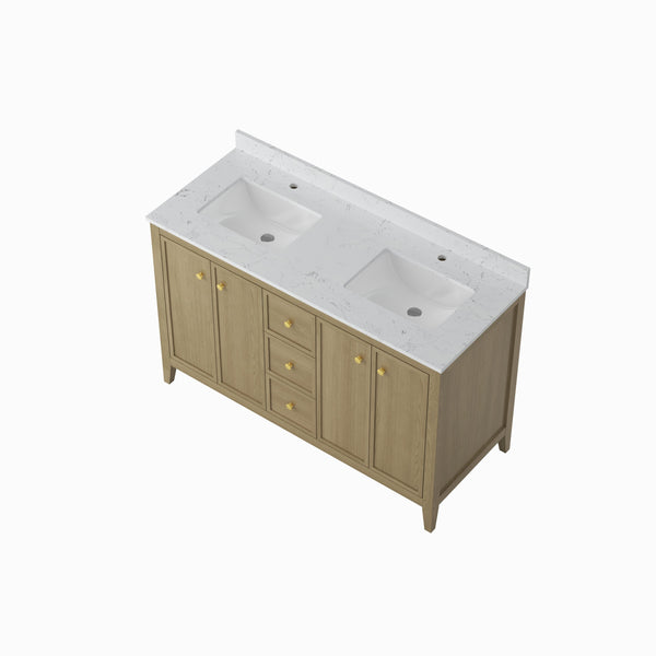English Elm 24" Freestanding Bathroom Vanity with Countertop Soft Close Storage Melamine Cabinet T3785P442257