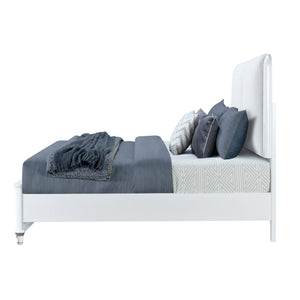 English Elm BRENDA Padded Headboard King Bed with LED Accent Lighting, Acrylic Legs, Silver Trim, Low Profile Grey 88.5 L x 10.08 W x 3.15 H B201S00206