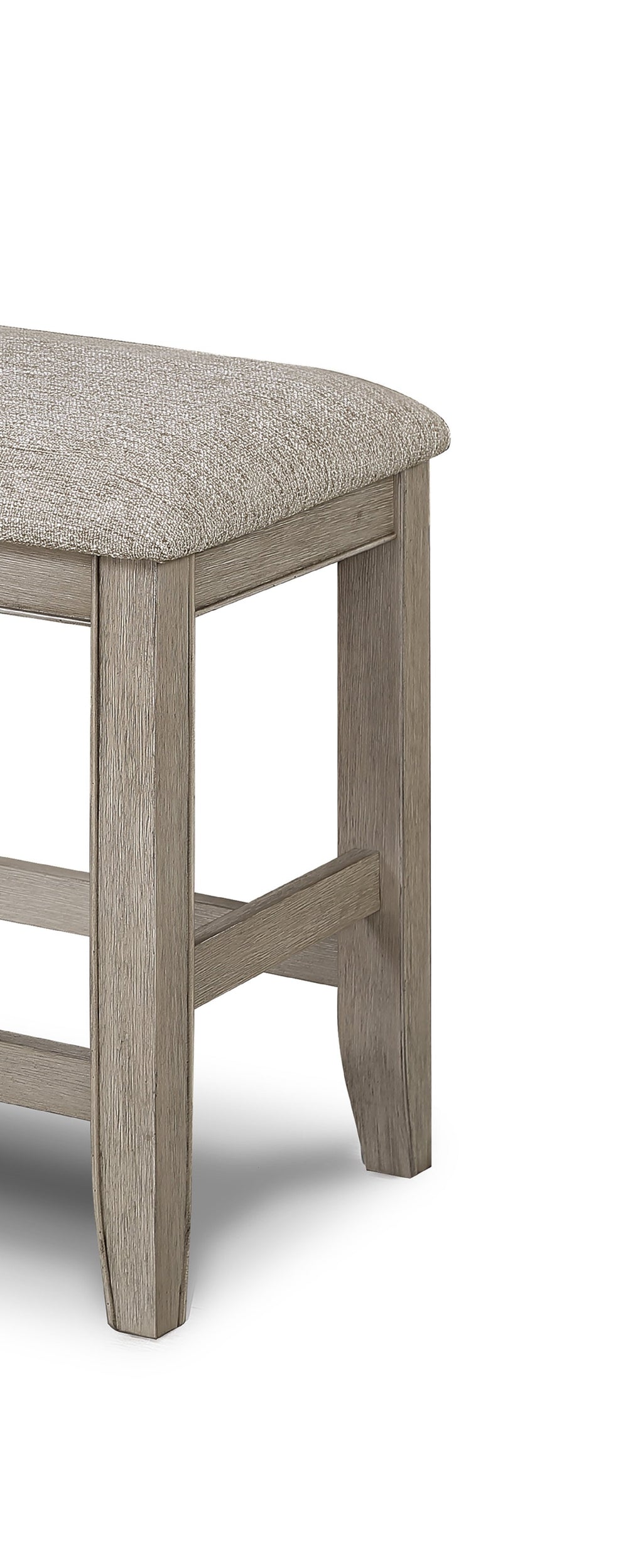 English Elm Farmhouse 40" Counter Height Bench Upholstered Tan Beige-Gray Seat, Wooden Footrest, 40x17x25" B011P240450