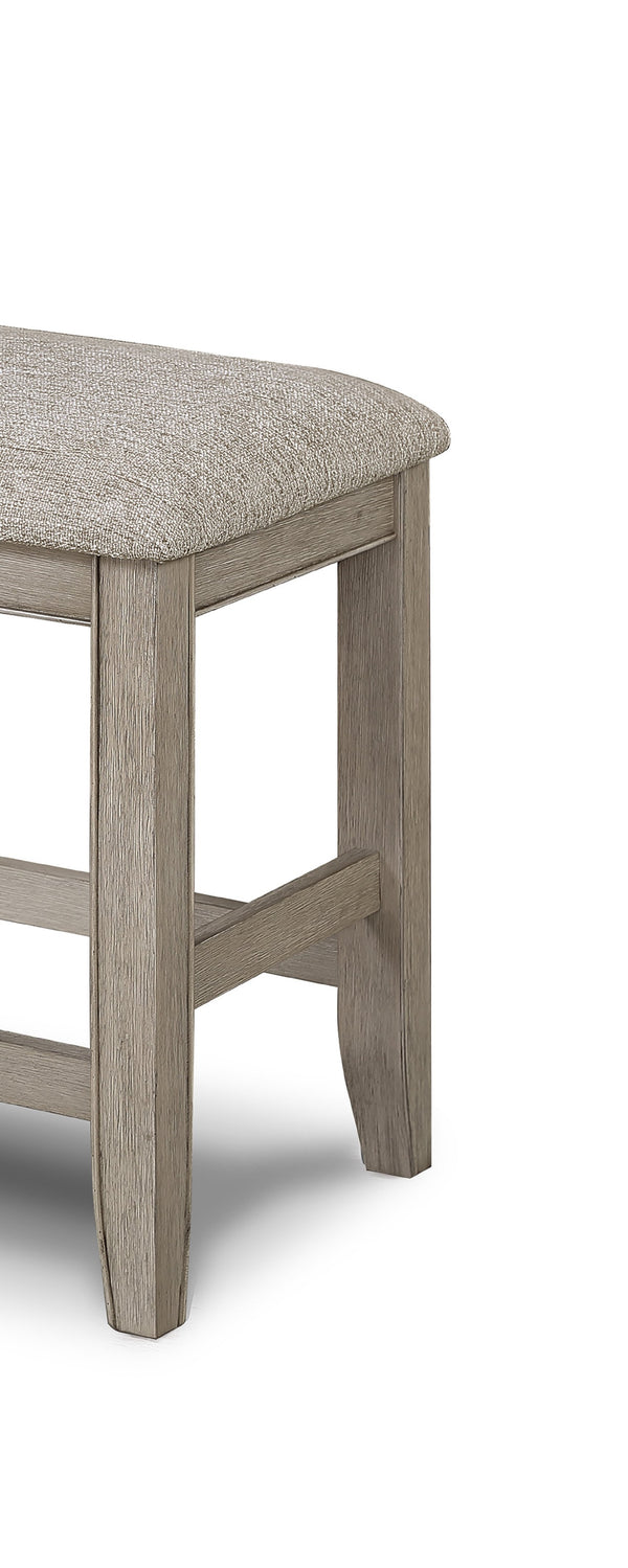 English Elm Farmhouse 40" Counter Height Bench Upholstered Tan Beige-Gray Seat, Wooden Footrest, 40x17x25" B011P240450