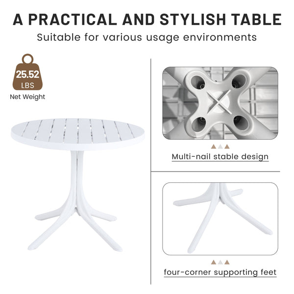 English Elm Summer 5 Piece Stackable Polypropylene Outdoor Dining Set with Round Table for Patios Light Blue,White W3450S00022