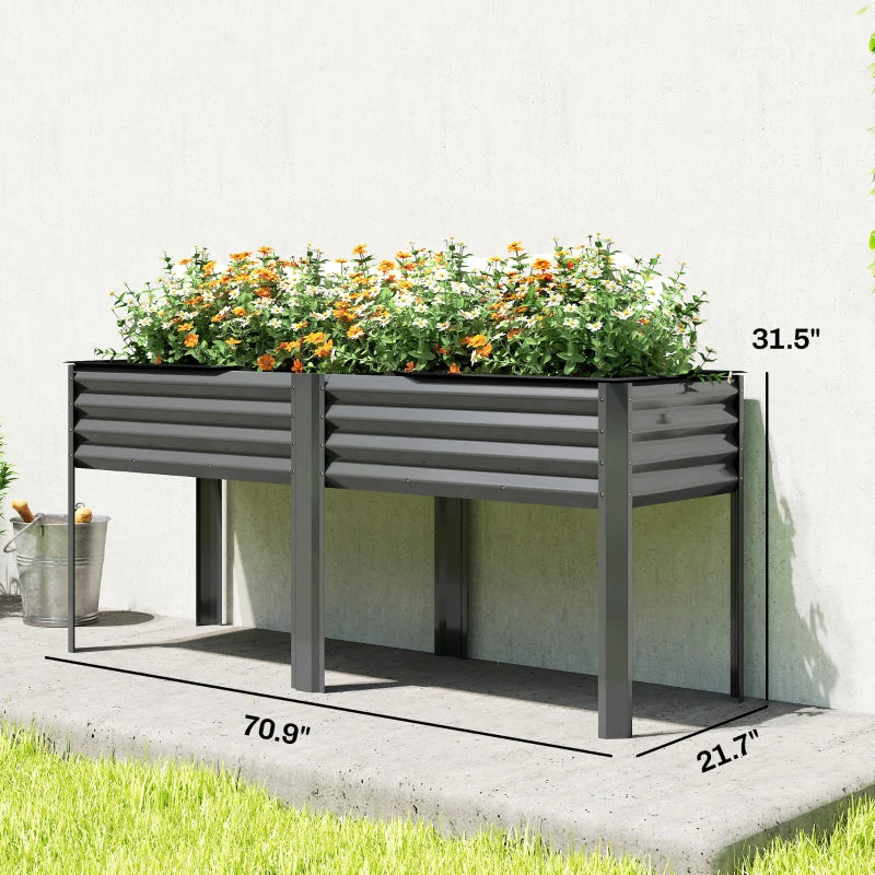English Elm Outdoor Raised Metal Garden Bed Galvanized Steel Planter with Powder Coated Finish T3971P467403
