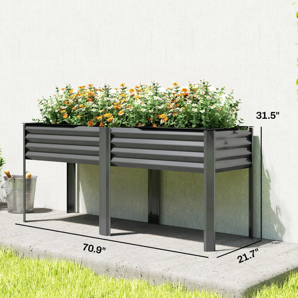 English Elm Outdoor Raised Metal Garden Bed Galvanized Steel Planter with Powder Coated Finish T3971P467403