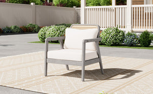 English Elm Outdoor Acacia Wood Club Chair Deep Seating Woven Back Patio Lounge Resort Style N780P171149G
