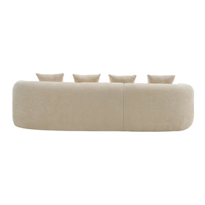 English Elm Full L-Shape Sectional Sofa with Curved Chaise, Modular Chenille Couch, High-Density Comfort for Apartment Living Beige W3612S00004
