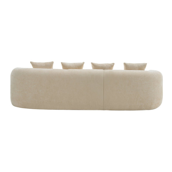 English Elm Full L-Shape Sectional Sofa with Curved Chaise, Modular Chenille Couch, High-Density Comfort for Apartment Living Beige W3612S00004
