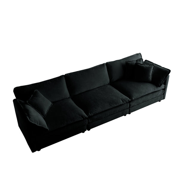 English Elm Free Oversized Modular L-Shaped Sectional Sofa With Reversible Ottoman - Cozy Chenille Comfort, Black W714S00629