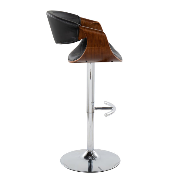 English Elm Mid-century Tufted Faux Leather Swivel Barstools with Chrome Base Set of 2 B202S01022