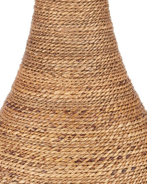 Currey & Company Dominica Entry Table - Stunning Inverted Wine Glass Design With Abaca Rope & Clear Glass Top Natural Mahogany ,Abaca Rope ,Glass 3000-0331-currey-company