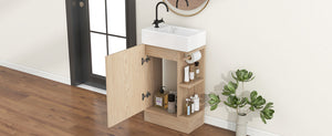 English Elm 18.6" Bathroom Vanity with Sink and Ceramic Top, MDF Cabinet with Door, TP Holder & Shelf Natural N725P212181N