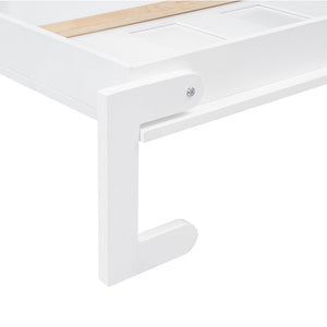 English Elm Twin Size Murphy Bed With Led Light – Stylish Space-Saving Wall Bed In White & Brown Cabinet Design N7090004013K-GIGA