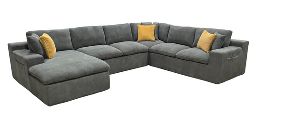 English Elm Coffee-bean Curved Upholstered Sectional with Self-expanding Setup for Large Living Rooms Light Gray B2748S00065