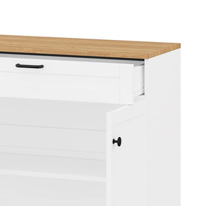 English Elm On-Trend 3-Piece Rustic Farmhouse Tv Stand With Adjustable Shelves & Storage For 70" Tvs, White N721S000045K-GIGA