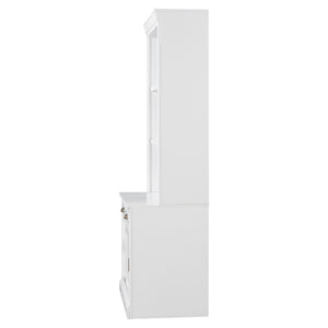 English Elm 83.4"Tall White Bookshelf Suite With Led Lighting, Sliding Doors & Drawers For Stylish Storage Solutions N751S059620K