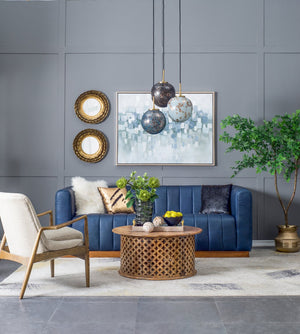 English Elm 47.2X35.4X1.5" Elegant Gray And Silver Abstract Landscape Oil Painting In Framed Modern Style W2078P313334