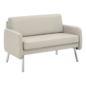 OSP Home Furnishings Lounge Faux Leather Loveseat with Chrome Legs for Modern Lobbies and Reception Areas SL5602-PD28