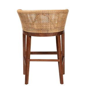 English Elm Modern Seagrass Woven Acacia Wood Counter Stool with Padded Seat for Kitchen Islands B2750P467709