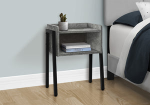 English Elm Accent Table Two Tier Industrial Nightstand with Reclaimed Wood Look and Black Metal Legs B2710P219345